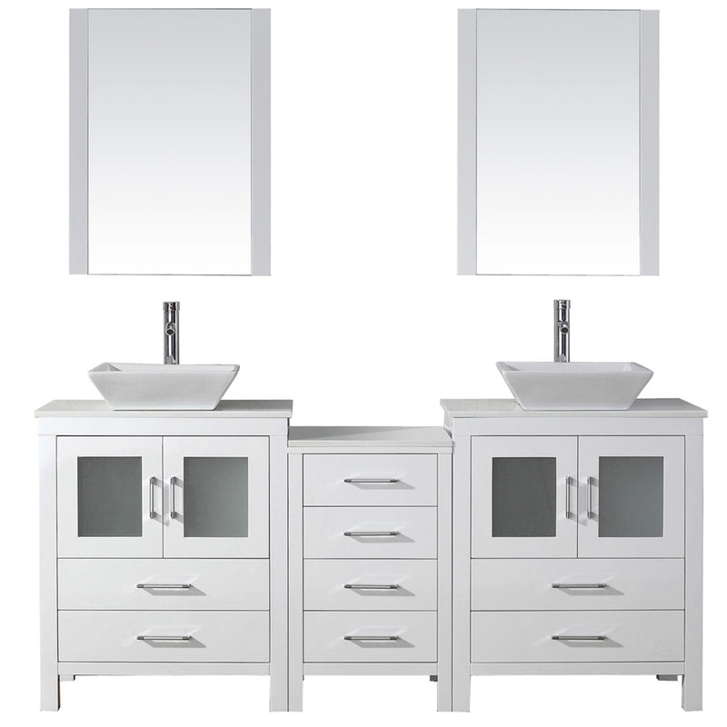 Modern Fittings Dior 74" Double Bath Vanity with Engineered Stone Top and Square Sinks Faucets