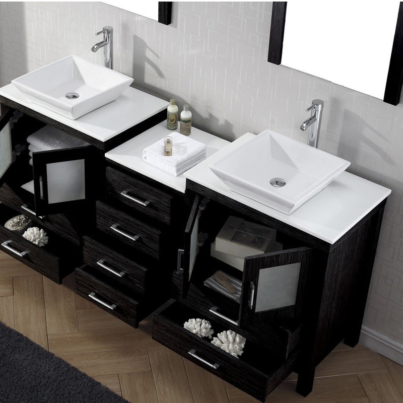 Modern Fittings Dior 74" Double Bath Vanity with Engineered Stone Top and Square Sinks Faucets