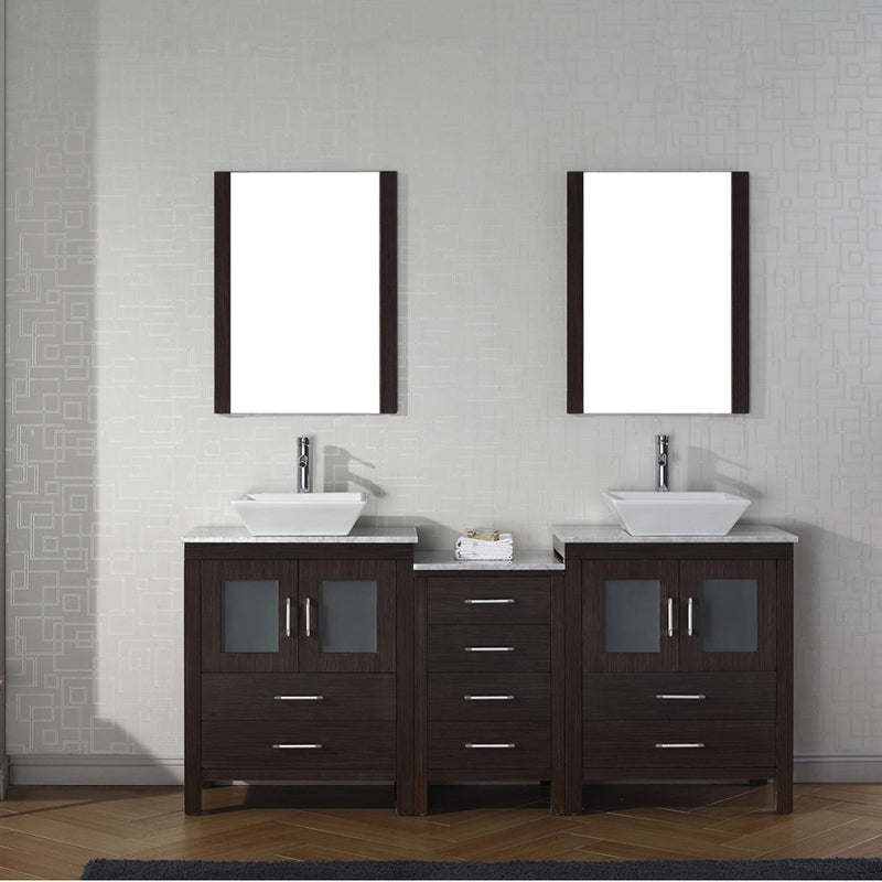 Modern Fittings Dior 74" Double Bath Vanity with Marble Top and Square Sinks Faucets