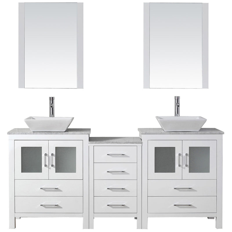 Modern Fittings Dior 74" Double Bath Vanity with Marble Top and Square Sinks Faucets