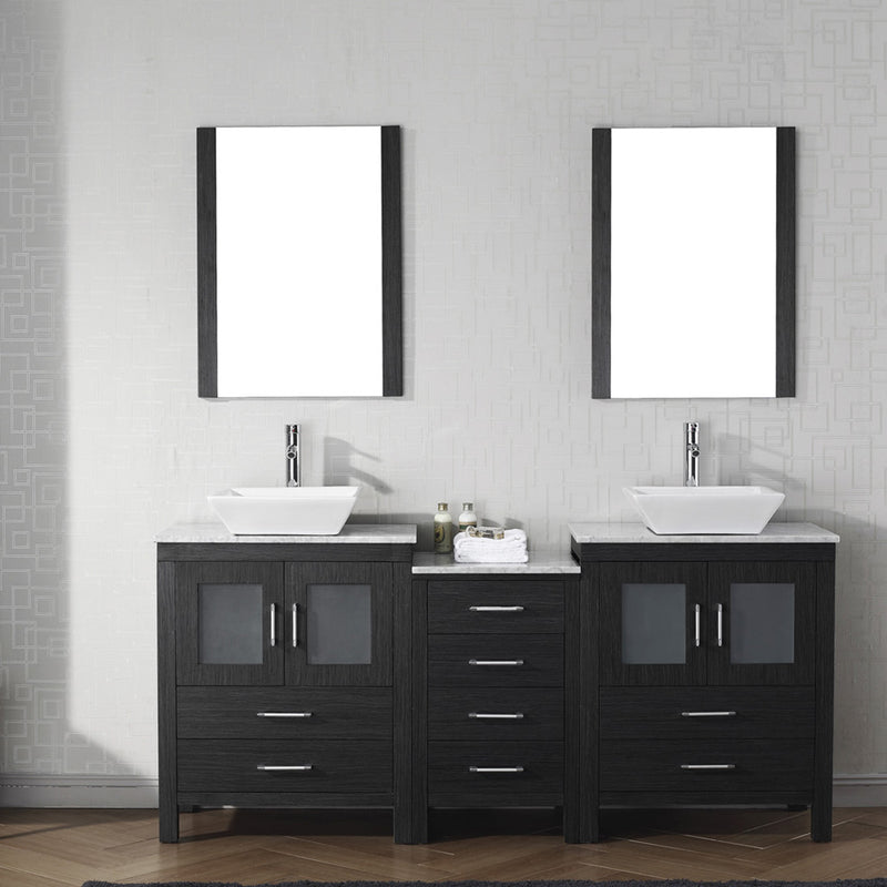 Modern Fittings Dior 74" Double Bath Vanity with Marble Top and Square Sinks Faucets