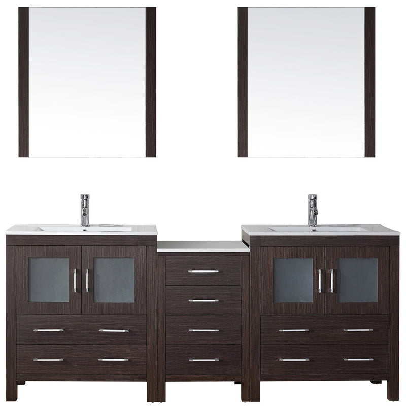 Modern Fittings Dior 78" Double Bath Vanity with Ceramic Top and Integrated Square Sinks Faucets