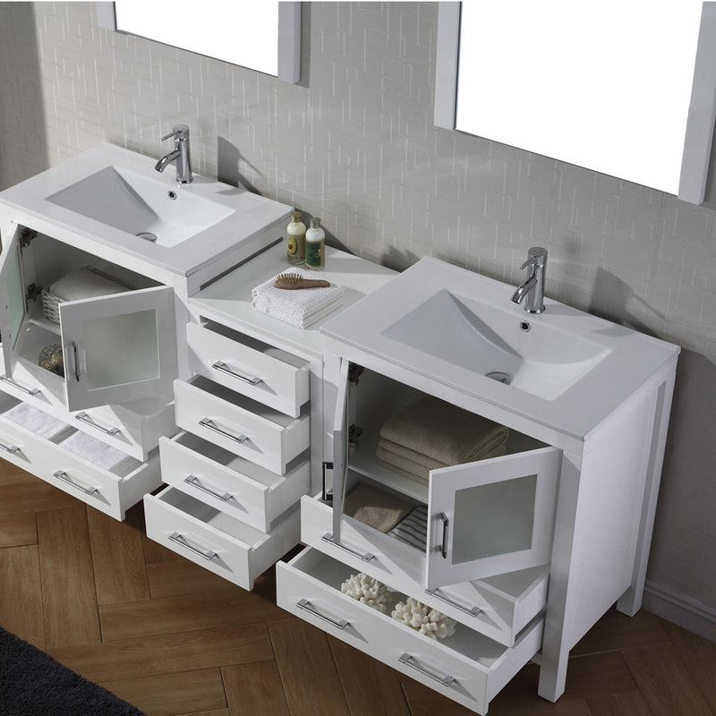 Modern Fittings Dior 78" Double Bath Vanity with Ceramic Top and Integrated Square Sinks Faucets