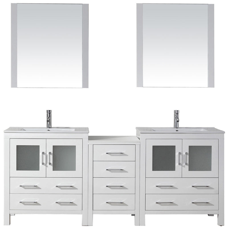 Modern Fittings Dior 78" Double Bath Vanity with Ceramic Top and Integrated Square Sinks Faucets