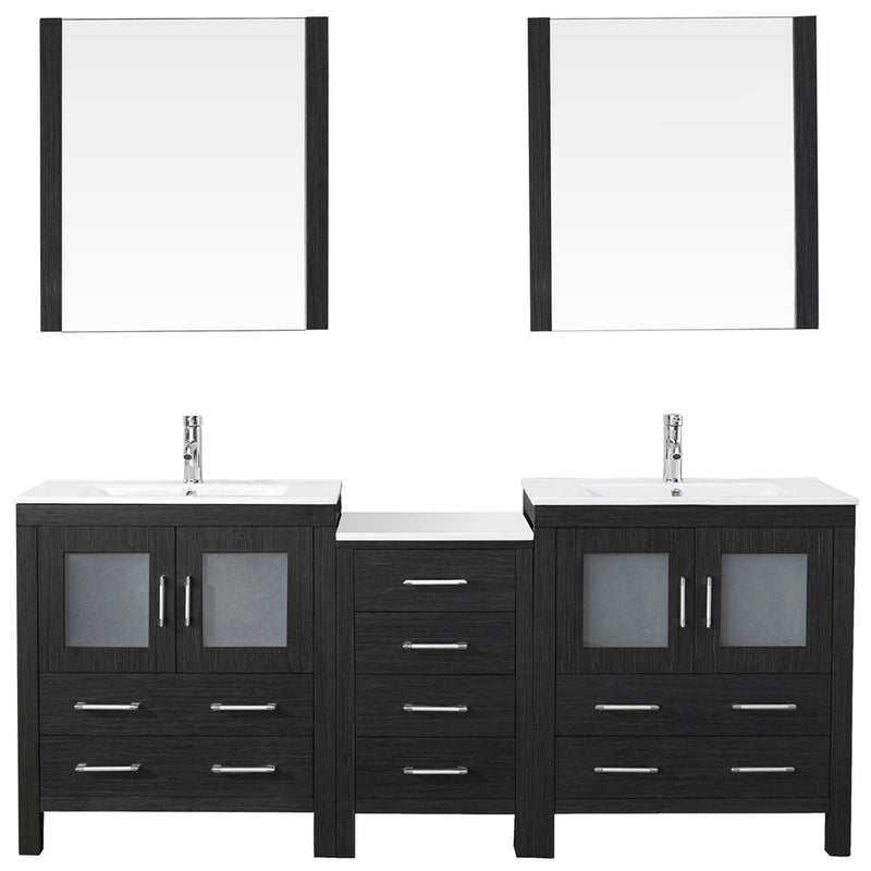 Modern Fittings Dior 78" Double Bath Vanity with Ceramic Top and Integrated Square Sinks Faucets