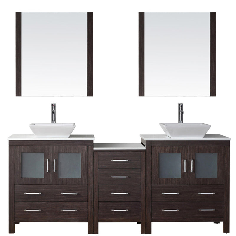 Modern Fittings Dior 78" Double Bath Vanity with Engineered Stone Top and Square Sinks Faucets