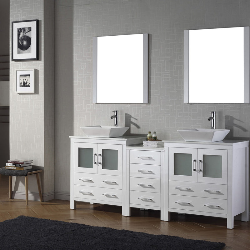 Modern Fittings Dior 78" Double Bath Vanity with Engineered Stone Top and Square Sinks Faucets