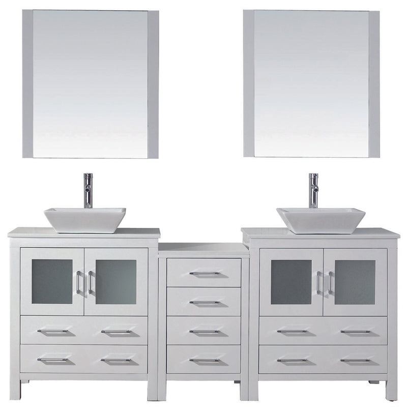 Modern Fittings Dior 78" Double Bath Vanity with Engineered Stone Top and Square Sinks Faucets