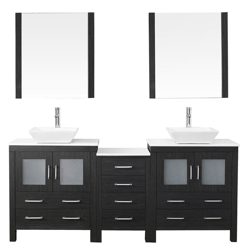 Modern Fittings Dior 78" Double Bath Vanity with Engineered Stone Top and Square Sinks Faucets