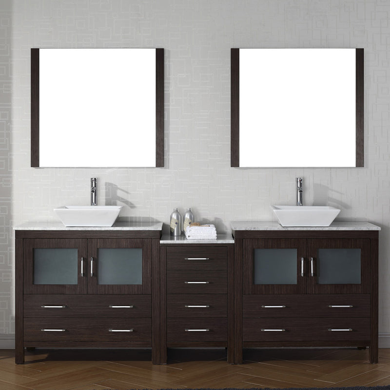 Modern Fittings Dior 78" Double Bath Vanity with Marble Top and Square Sinks Faucets