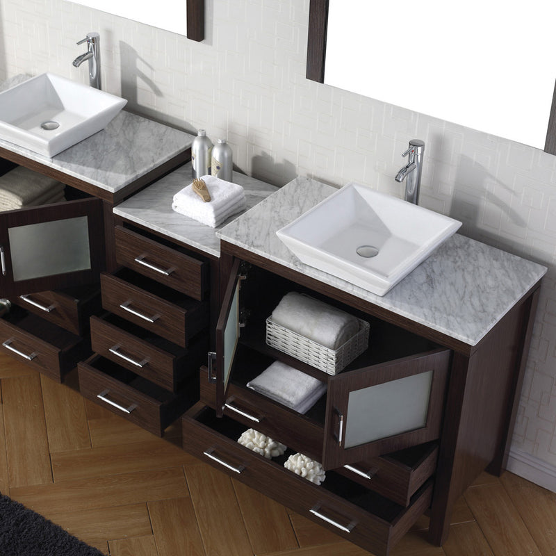 Modern Fittings Dior 78" Double Bath Vanity with Marble Top and Square Sinks Faucets