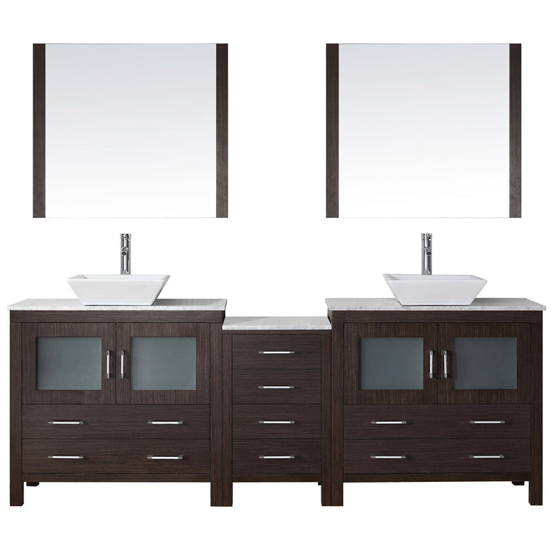 Modern Fittings Dior 78" Double Bath Vanity with Marble Top and Square Sinks Faucets