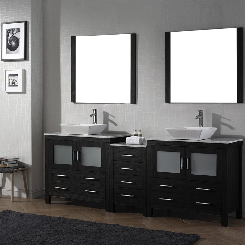 Modern Fittings Dior 78" Double Bath Vanity with Marble Top and Square Sinks Faucets