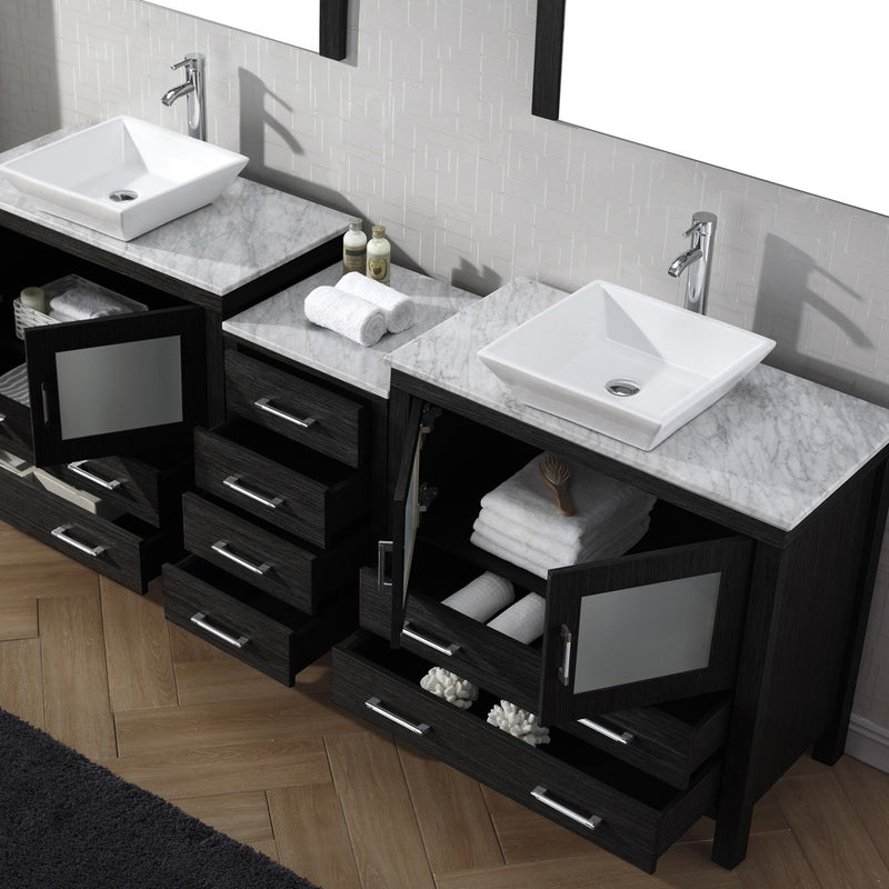 Modern Fittings Dior 78" Double Bath Vanity with Marble Top and Square Sinks Faucets