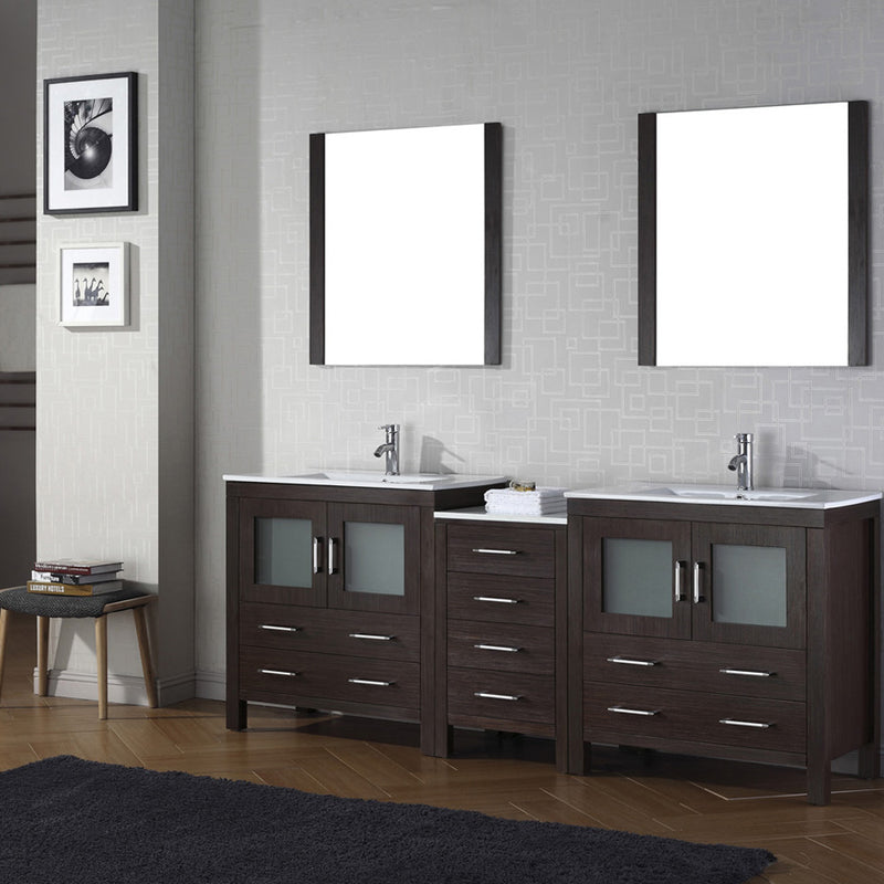 Modern Fittings Dior 82" Double Bath Vanity with Ceramic Top and Integrated Square Sinks Faucets