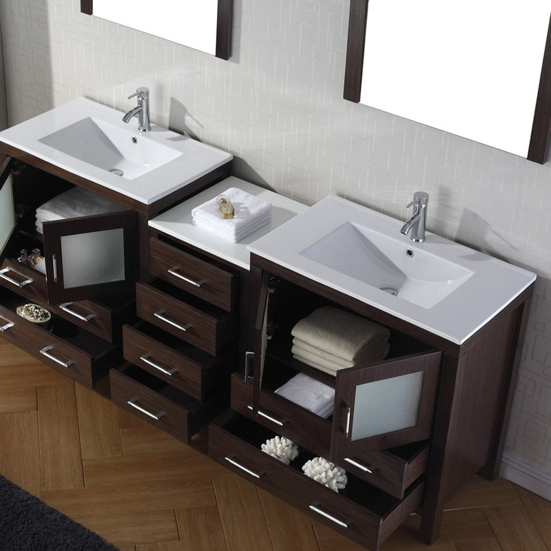 Modern Fittings Dior 82" Double Bath Vanity with Ceramic Top and Integrated Square Sinks Faucets