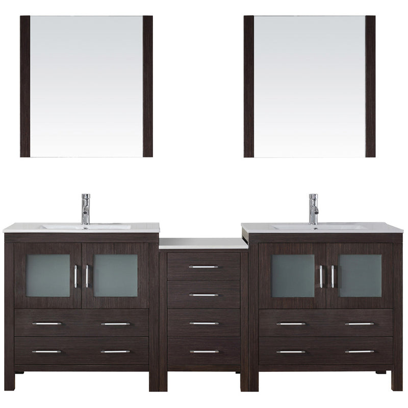 Modern Fittings Dior 82" Double Bath Vanity with Ceramic Top and Integrated Square Sinks Faucets