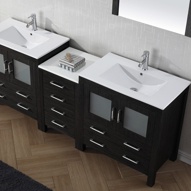 Modern Fittings Dior 82" Double Bath Vanity with Ceramic Top and Integrated Square Sinks Faucets