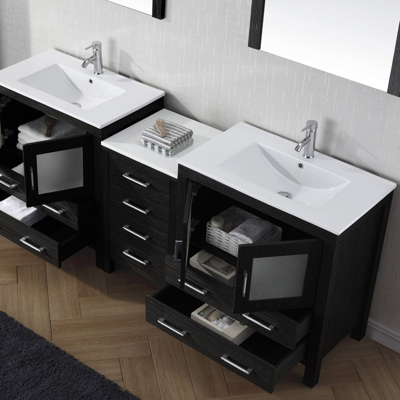 Modern Fittings Dior 82" Double Bath Vanity with Ceramic Top and Integrated Square Sinks Faucets