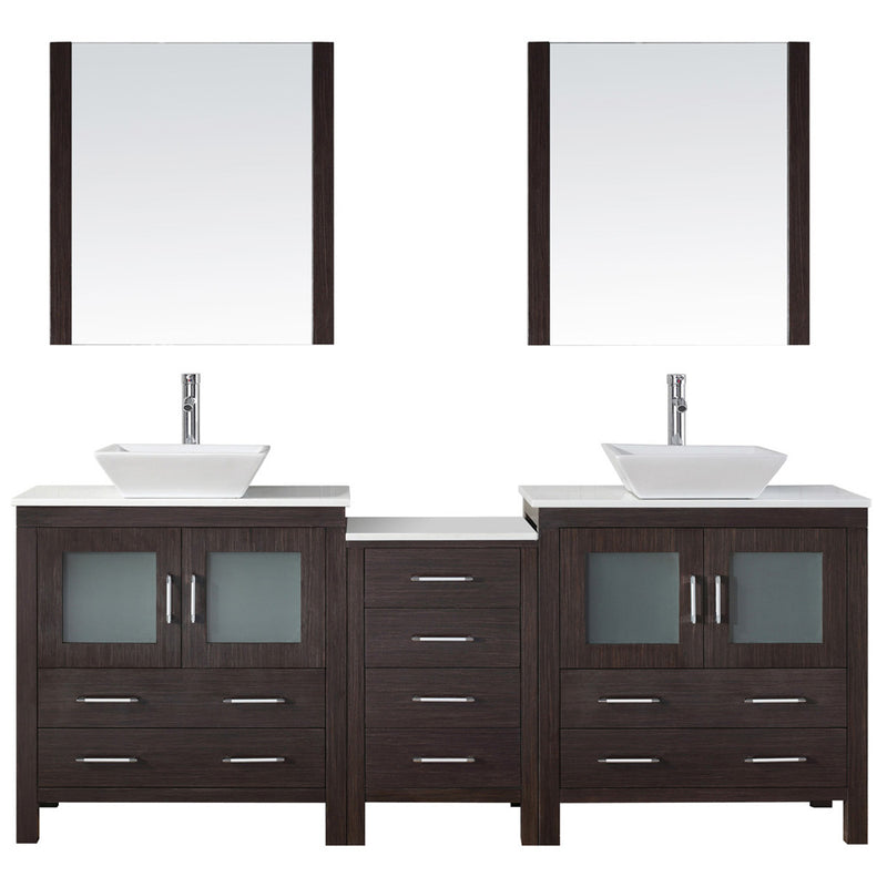 Modern Fittings Dior 82" Double Bath Vanity with Engineered Stone Top and Square Sinks Faucets