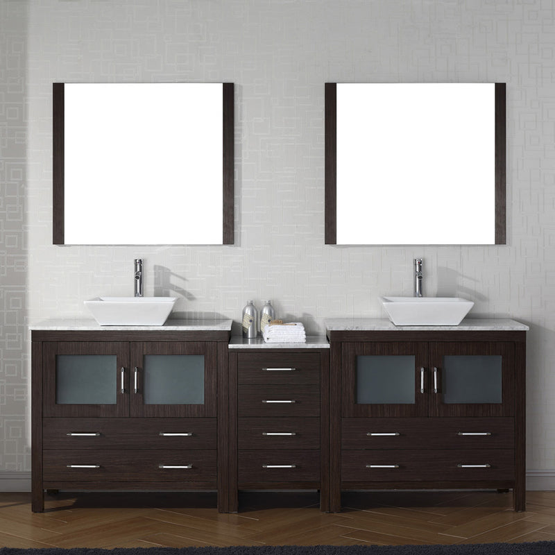 Modern Fittings Dior 82" Double Bath Vanity with Marble Top and Square Sinks Faucets