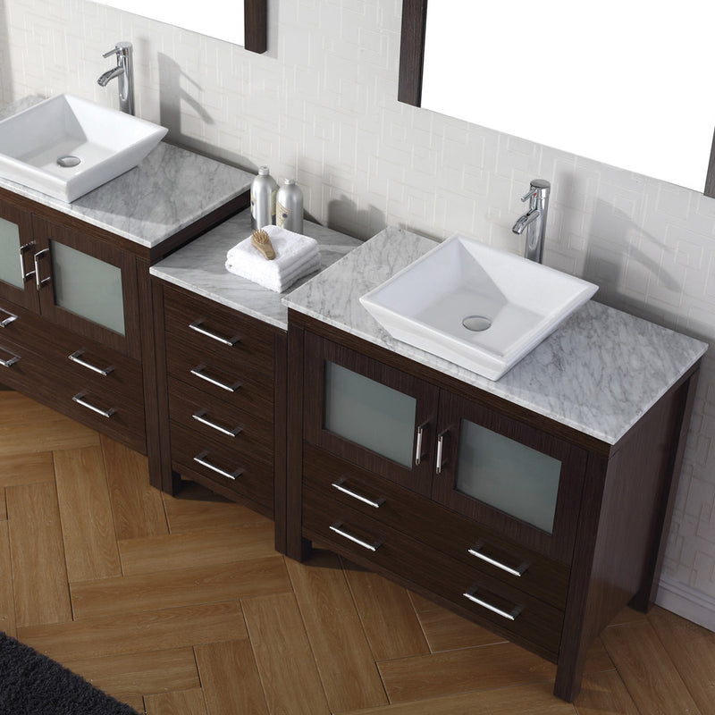 Modern Fittings Dior 82" Double Bath Vanity with Marble Top and Square Sinks Faucets