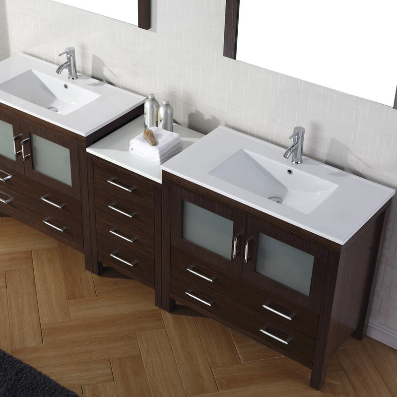 Modern Fittings Dior 90" Double Bath Vanity with Ceramic Top and Integrated Square Sinks Faucets