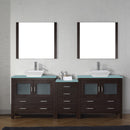 Modern Fittings Dior 90" Double Bath Vanity with Glass Top and Square Sinks Faucets