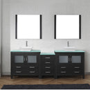 Modern Fittings Dior 90" Double Bath Vanity with Glass Top and Square Sinks Faucets