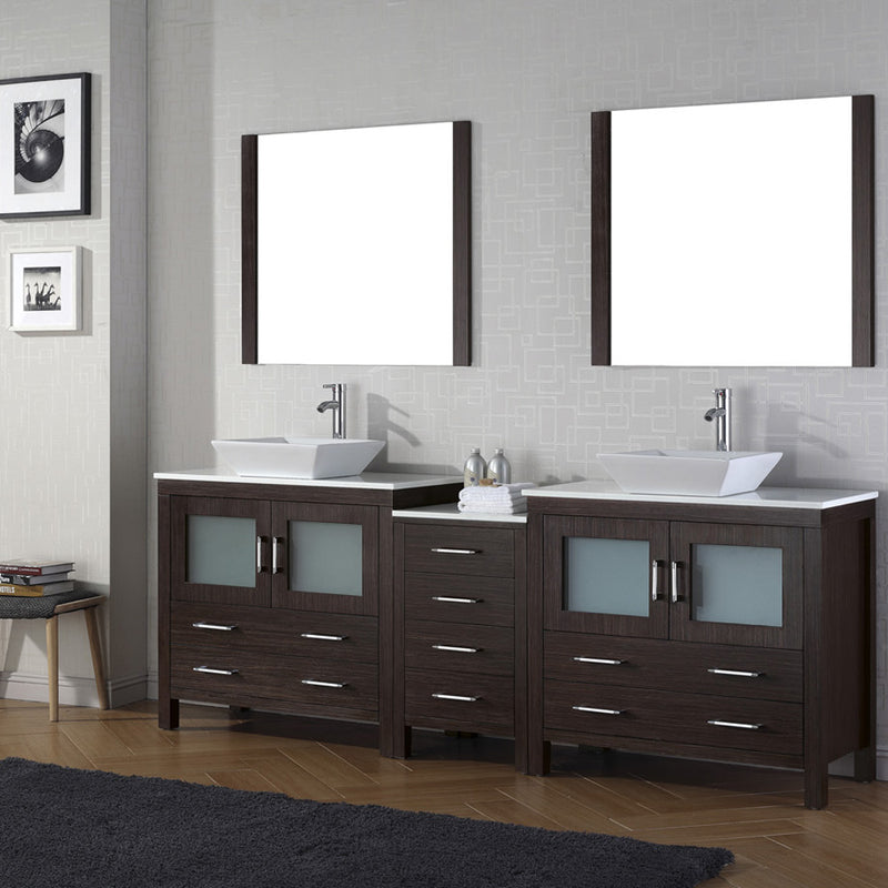 Modern Fittings Dior 90" Double Bath Vanity with Engineered Stone Top and Square Sinks Faucets