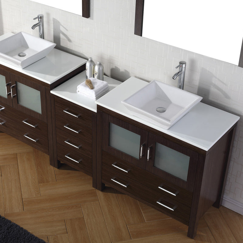 Modern Fittings Dior 90" Double Bath Vanity with Engineered Stone Top and Square Sinks Faucets