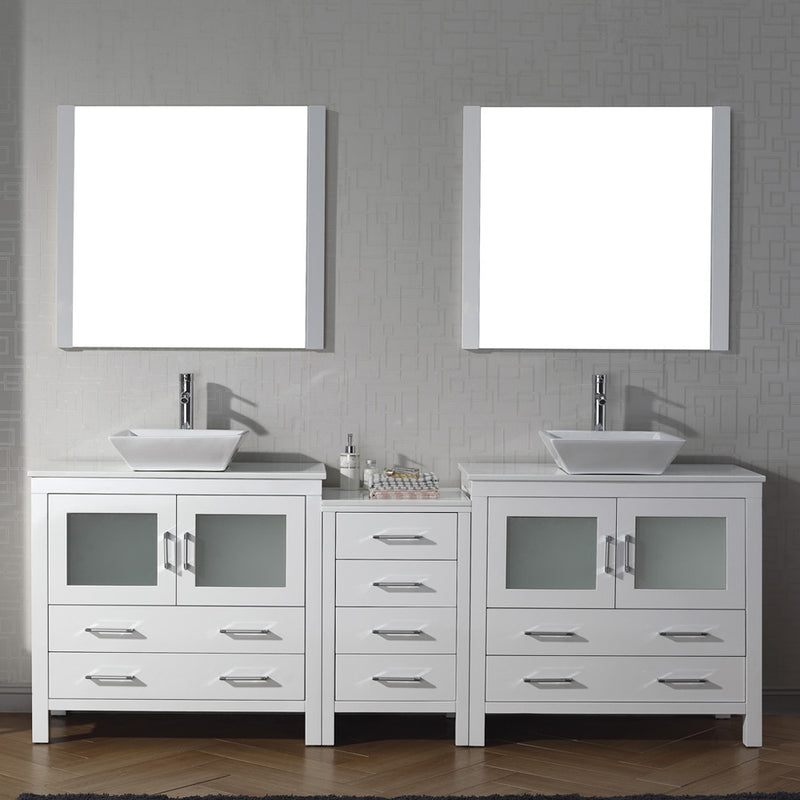 Modern Fittings Dior 90" Double Bath Vanity with Engineered Stone Top and Square Sinks Faucets