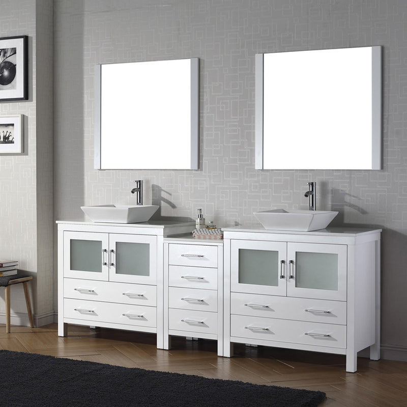 Modern Fittings Dior 90" Double Bath Vanity with Engineered Stone Top and Square Sinks Faucets