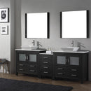 Modern Fittings Dior 90" Double Bath Vanity with Engineered Stone Top and Square Sinks Faucets