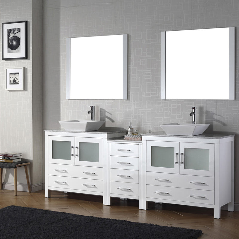 Modern Fittings Dior 90" Double Bath Vanity with Marble Top and Square Sinks Faucets