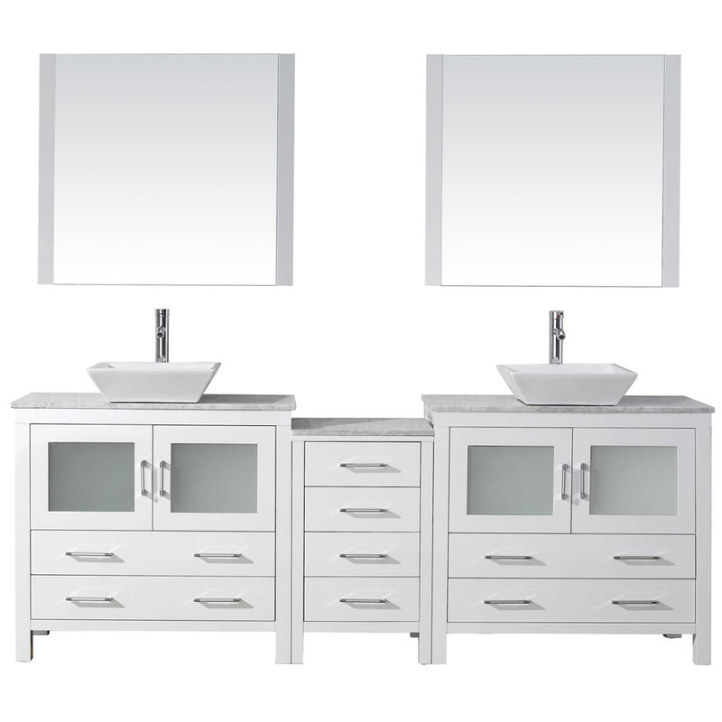 Modern Fittings Dior 90" Double Bath Vanity with Marble Top and Square Sinks Faucets