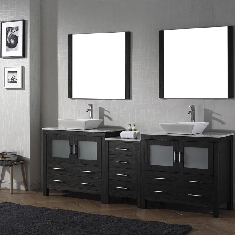 Modern Fittings Dior 90" Double Bath Vanity with Marble Top and Square Sinks Faucets