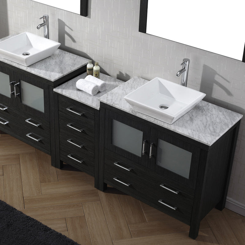 Modern Fittings Dior 90" Double Bath Vanity with Marble Top and Square Sinks Faucets