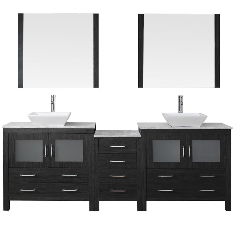 Modern Fittings Dior 90" Double Bath Vanity with Marble Top and Square Sinks Faucets