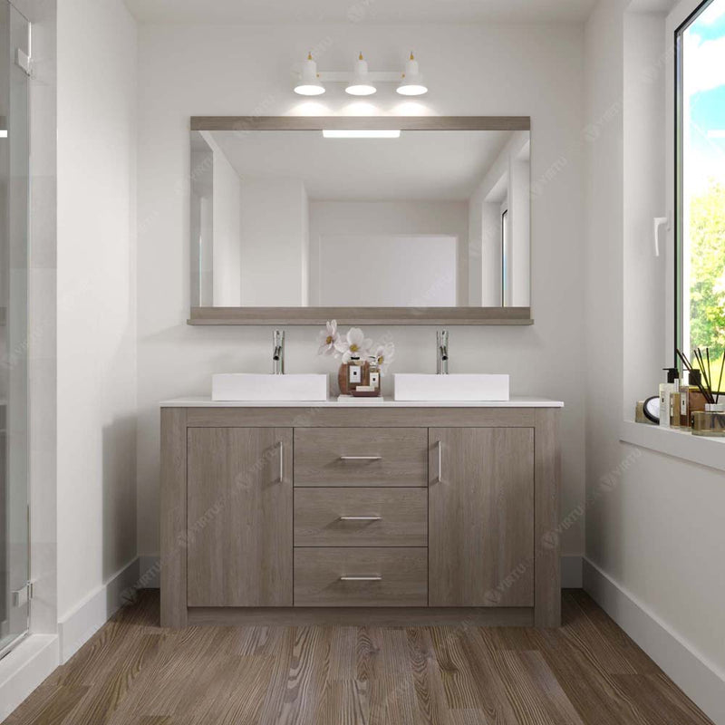 Modern Fittings Tavian 60" Double Bath Vanity with Engineered Stone Top and Square Sinks