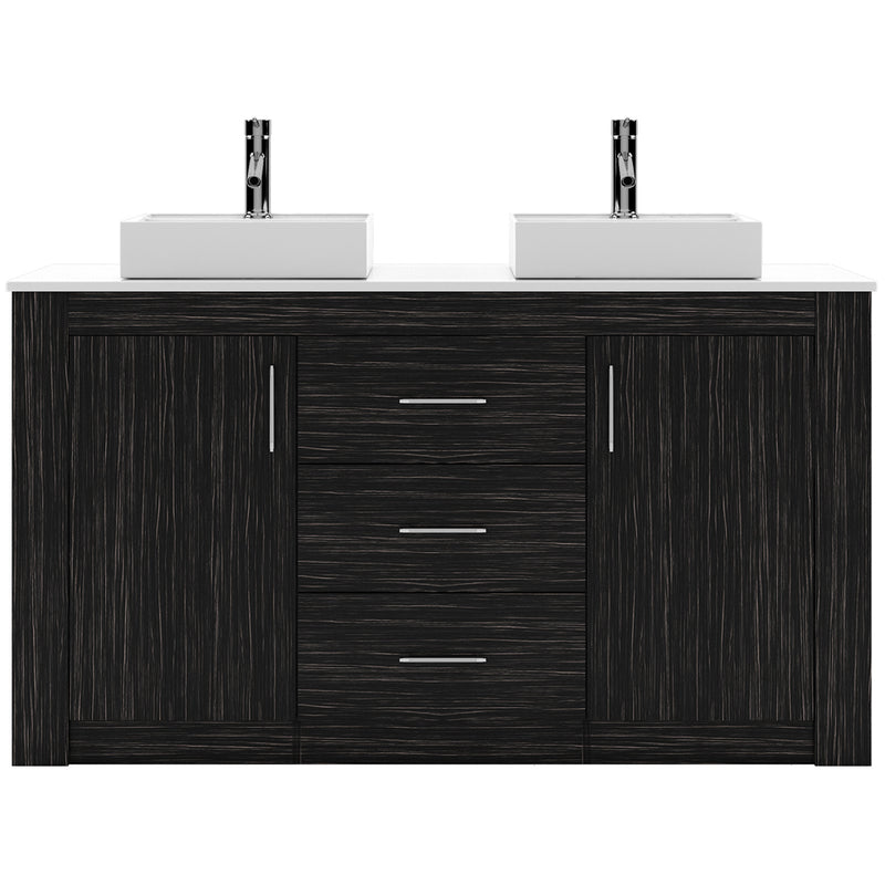 Modern Fittings Tavian 60" Double Bath Vanity with Engineered Stone Top and Square Sinks