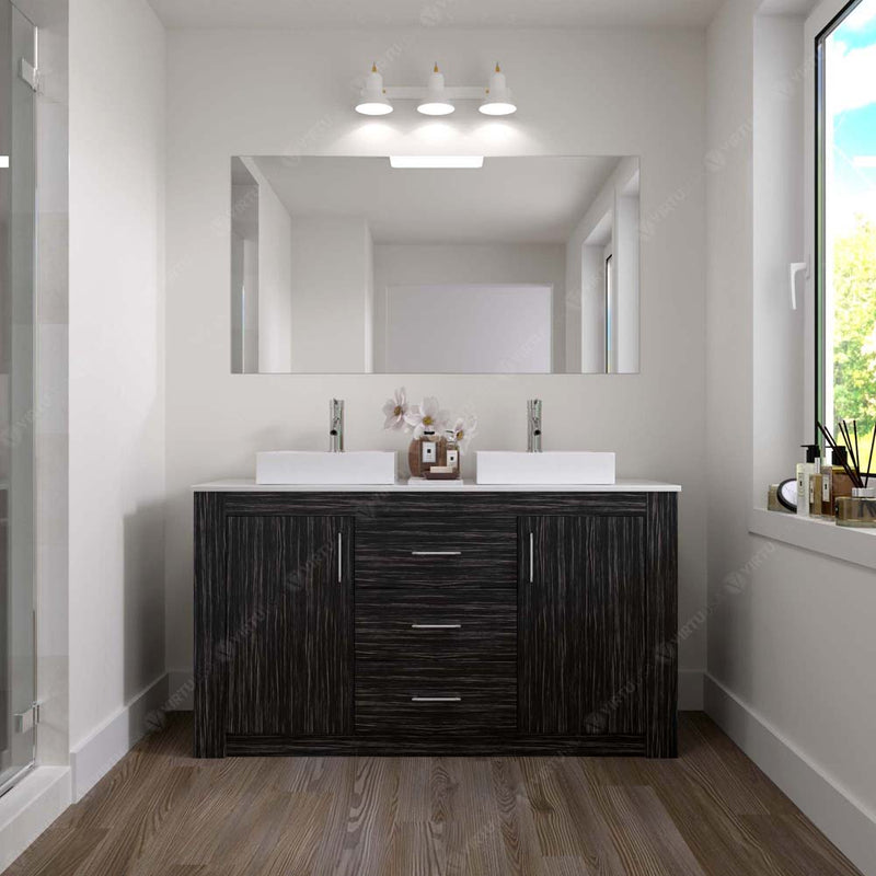 Modern Fittings Tavian 60" Double Bath Vanity with Engineered Stone Top and Square Sinks