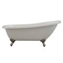 Cambridge Plumbing Acrylic Slipper Bathtub 67"x28", No Faucet Drillings and BN Feet