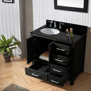 Modern Fittings Caroline Premium 36" Single Bath Vanity with Granite Top and Round Sink Zebra Gray