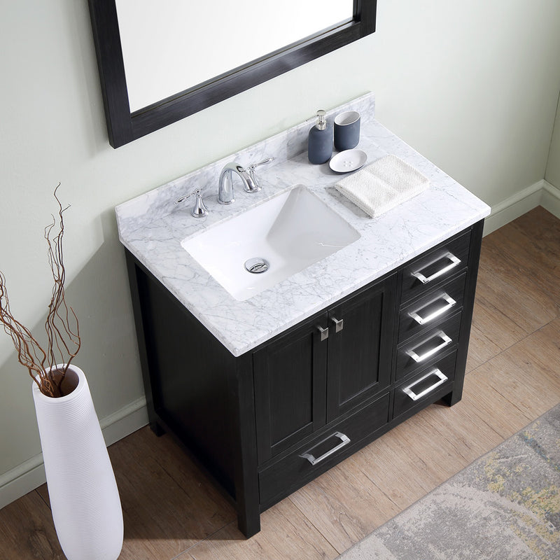 Modern Fittings Caroline Premium 36" Single Bath Vanity in with Marble Top and Square Sink