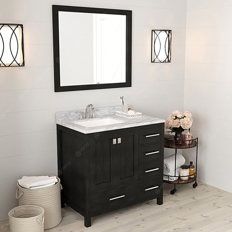 Modern Fittings Caroline Premium 36" Single Bath Vanity in with Marble Top and Square Sink