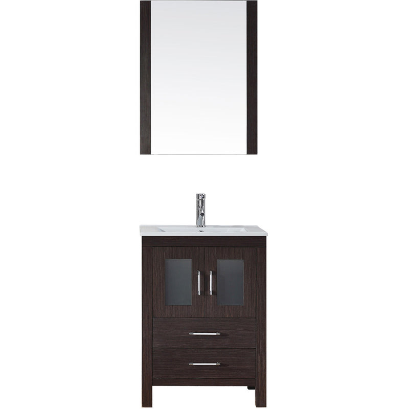 Modern Fittings Dior 24" Single Bath Vanity in White Ceramic Top and Integrated Square Sink with Matching Mirror