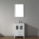 Modern Fittings Dior 24" Single Bath Vanity in White Ceramic Top and Integrated Square Sink with Matching Mirror