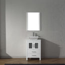 Modern Fittings Dior 24" Single Bath Vanity in White Engineered Stone Top and Square Sink with Matching Mirror