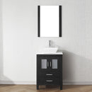 Modern Fittings Dior 24" Single Bath Vanity in White Engineered Stone Top and Square Sink with Matching Mirror